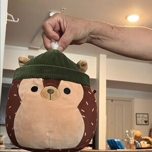 Cute Brown Plush Toy with Green Hat squish, mellow he’s adorable